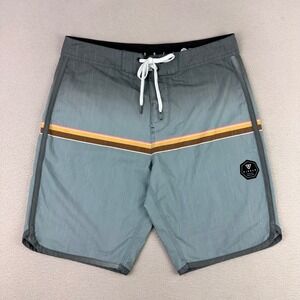 VISSLA The Point Boardshorts Mens 30 Blue Striped 9" Surf Vacation Retro Swim